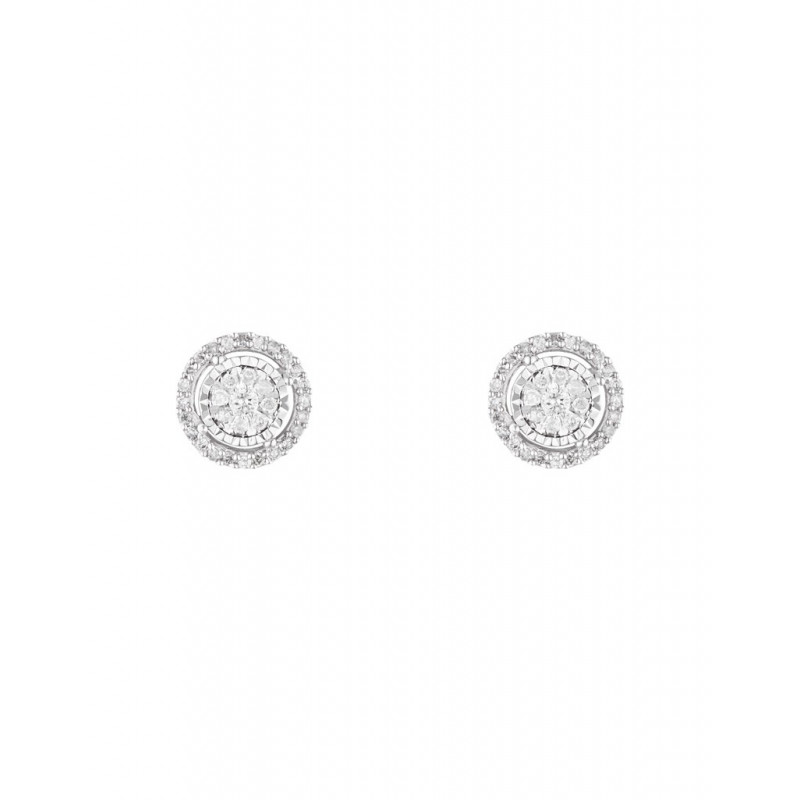 Boucles d'oreilles Brillant d'Orient Or Blanc Diamant 0,2ct