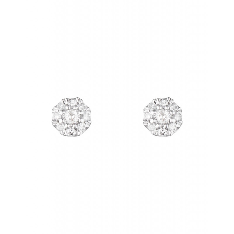 Boucles d'oreilles Idylle Or Blanc Diamant 0,07ct