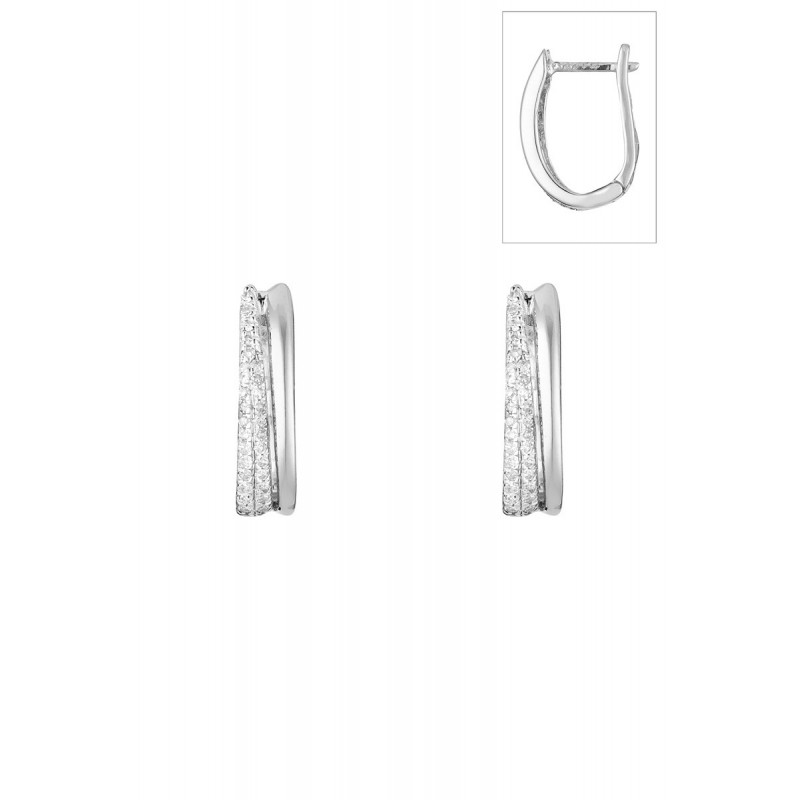 Boucles d'oreilles Créole Maya Or Blanc Diamant 0,15ct