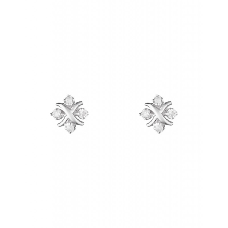 Boucles d'oreilles Kim Or Blanc Diamant 0,06ct