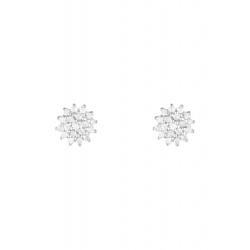 Boucles d'oreilles Flower Power Or Blanc Diamant 0,25ct