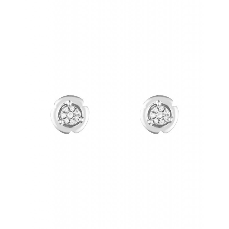 Boucles d'oreilles Round & Round Or Blanc Diamant 0,06ct