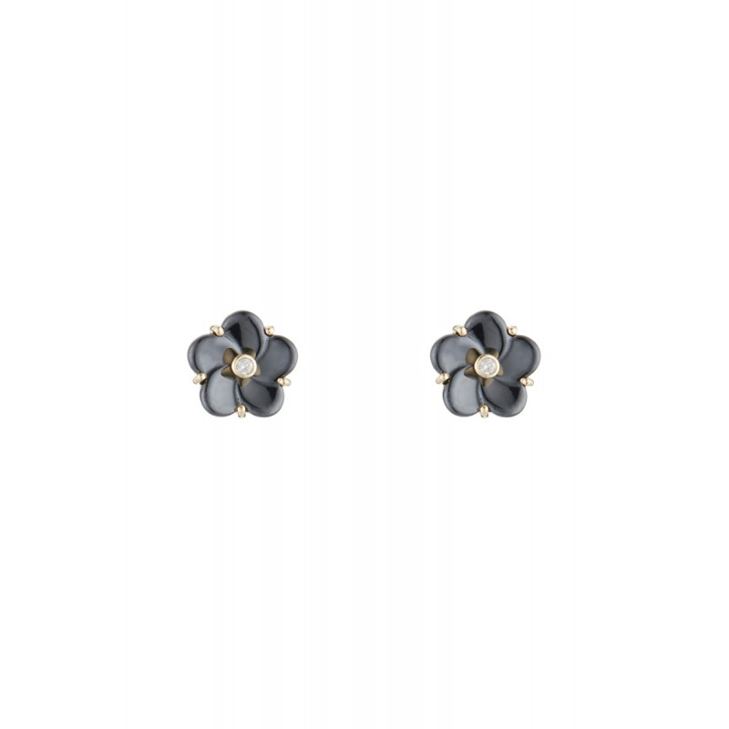 Boucles d'oreilles "Fleur noir" Ceram Dia 0,04/2