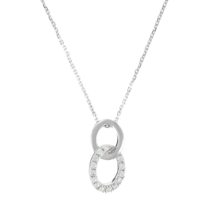 Pendentif Forever linked Or Blanc Diamant 0,11ct